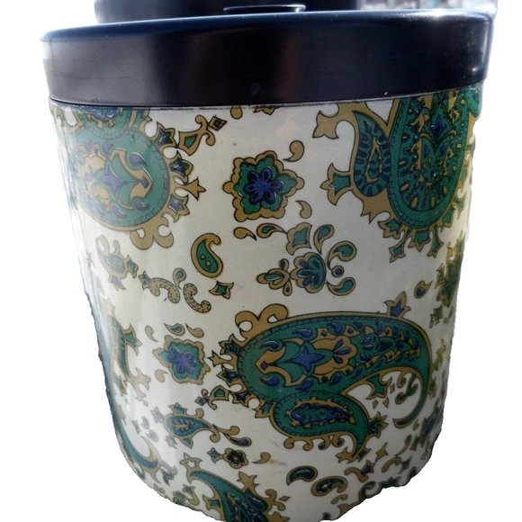 Vintage Kitchen Canister Set Takahashi Nesting Container Green Paisley Tray MCM - Picture 7 of 13